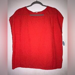 NWT Old Navy Red Eyelet Blouse